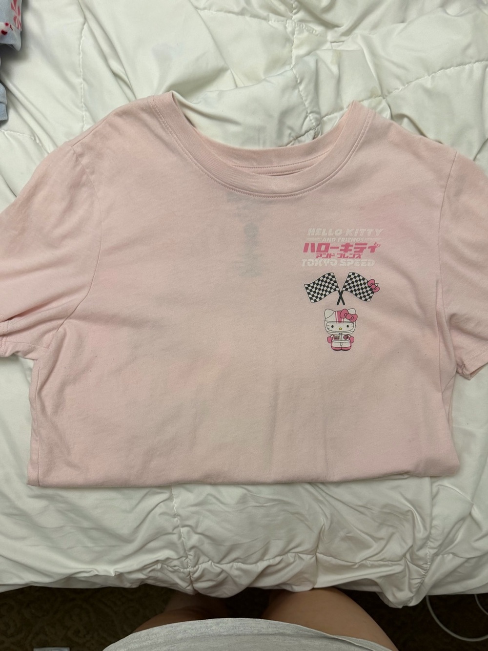 Hello Kitty Light Pink Racing Graphic Kids Tee